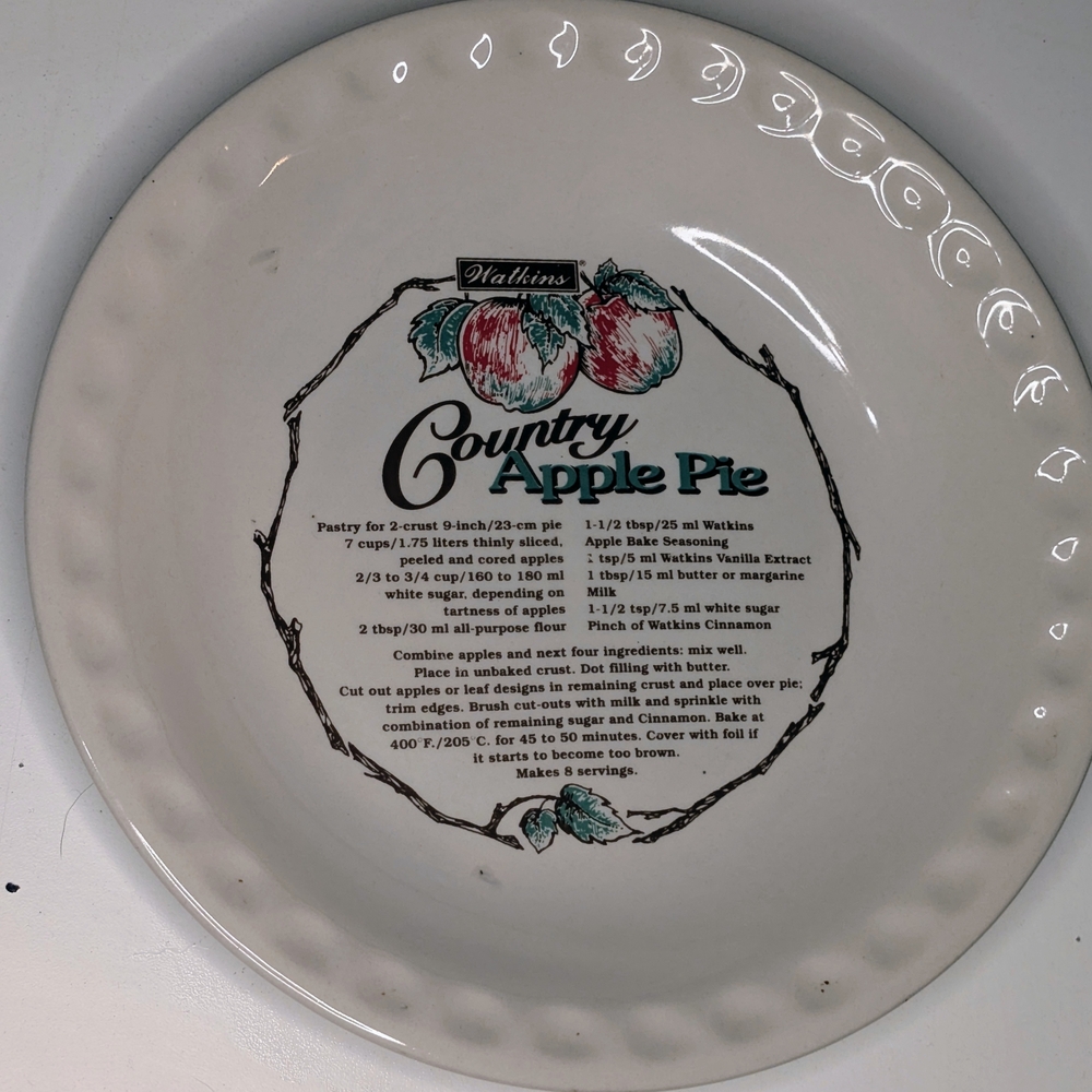 Watkins Country Apple Pie Recipe Plate